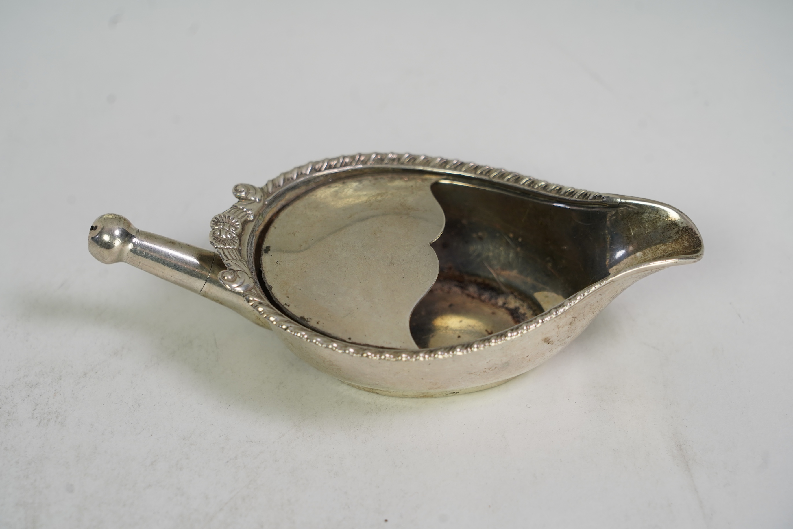 A 19th century Indian Colonial white metal pap boat, by Hamilton & Co of Calcutta